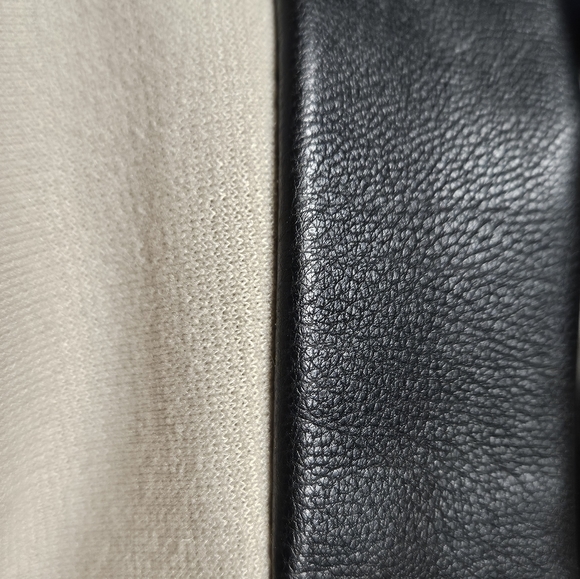 Calvin Klein Women's Dress Beige & Black Faux Leather Sleeveless Stretch - Picture 6 of 11